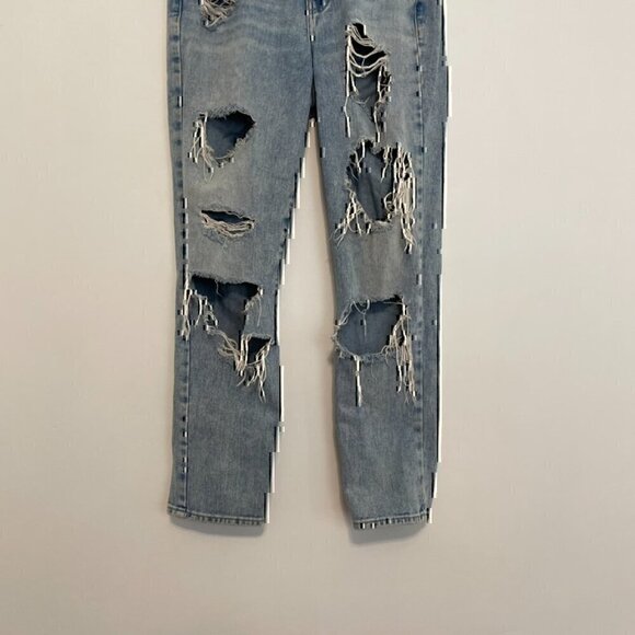 PACSUN Mom Jeans Light Wash Distressed Ripped High Waisted Cropped Crop Ankle 24 - Picture 5 of 13